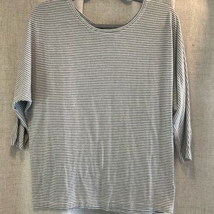 Rachel Zoe Womens Gray Striped  3/4 Sleeve Round Neck Tee Size L